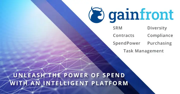 Gainfront brand graphic listing its Compliance and Diversity modules, representing the auditable supplier ESG data this article argues procurement needs over spreadsheet claims